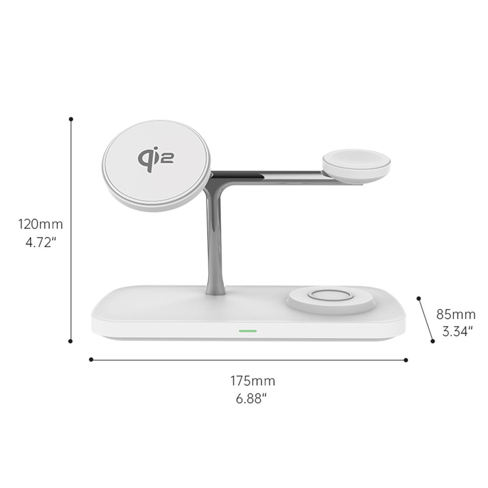 Fast Charger for Both iPhone and Samsung, Apple Watch & Earbuds - Qi2 15W 3-in-1 Magnetic Wireless Charging Stand