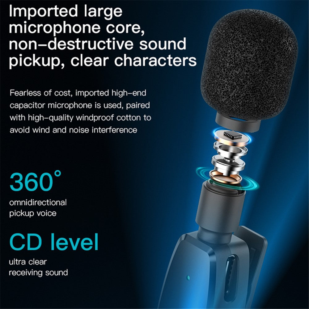 Wireless Lavalier Microphone for iPhone – Bluetooth, 2 Transmitters, 1 Receiver, Plug & Play Recording Mic
