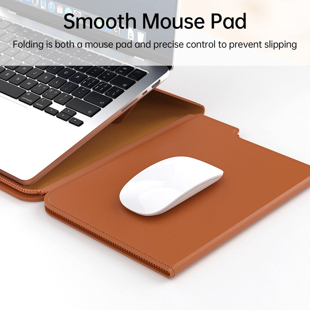 13–14 Inch Leather Laptop Sleeve with Stand – Detachable Protective Case & Carry Bag