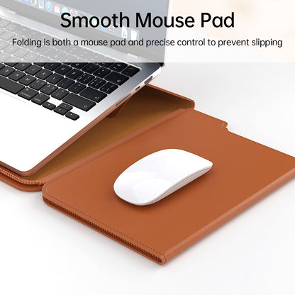 13–14 Inch Leather Laptop Sleeve with Stand – Detachable Protective Case & Carry Bag