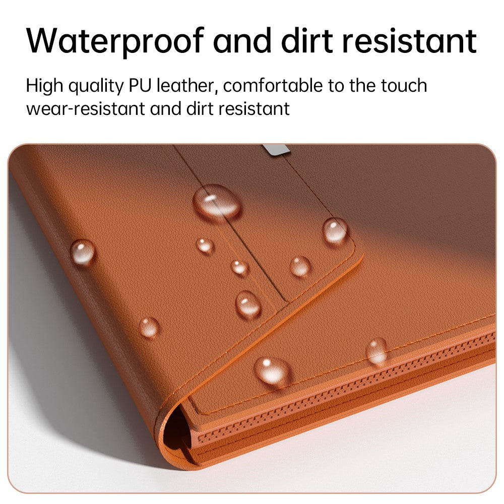 13–14 Inch Leather Laptop Sleeve with Stand – Detachable Protective Case & Carry Bag