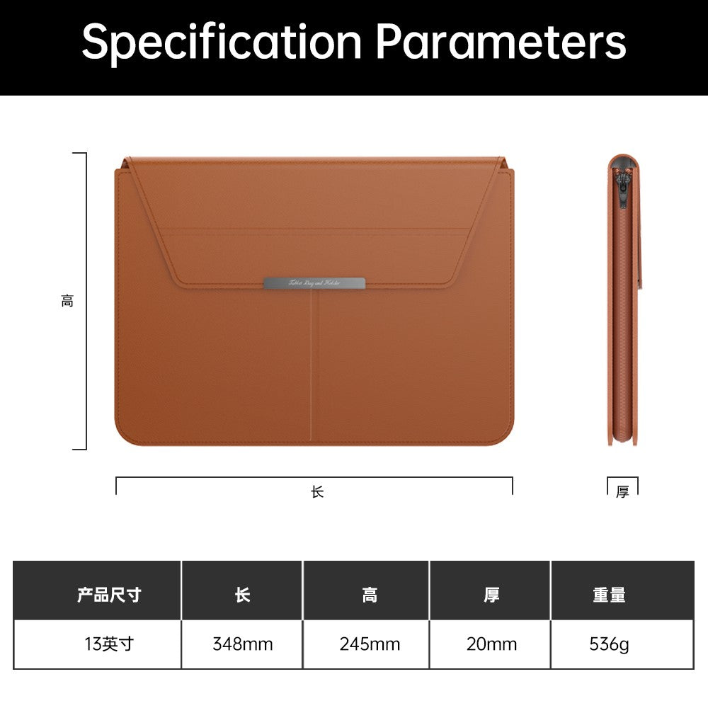 13–14 Inch Leather Laptop Sleeve with Stand – Detachable Protective Case & Carry Bag