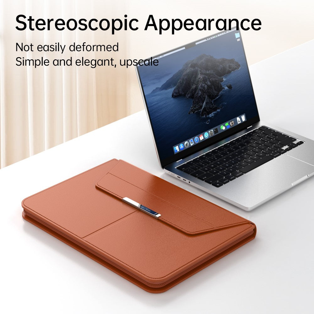 13–14 Inch Leather Laptop Sleeve with Stand – Detachable Protective Case & Carry Bag