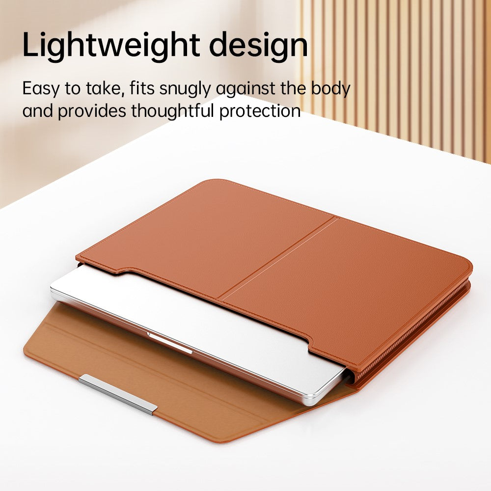 13–14 Inch Leather Laptop Sleeve with Stand – Detachable Protective Case & Carry Bag