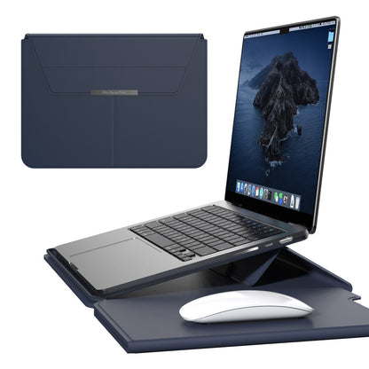13–14 Inch Leather Laptop Sleeve with Stand – Detachable Protective Case & Carry Bag