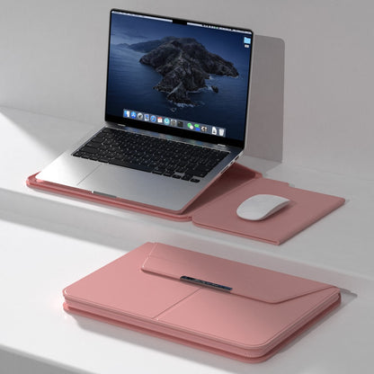 13–14 Inch Leather Laptop Sleeve with Stand – Detachable Protective Case & Carry Bag