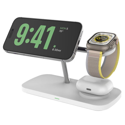 Fast Charger for Both iPhone and Samsung, Apple Watch & Earbuds - Qi2 15W 3-in-1 Magnetic Wireless Charging Stand