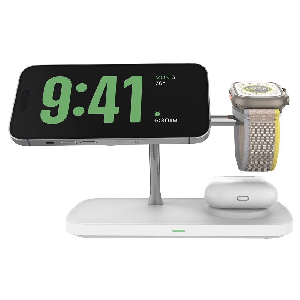 Fast Charger for Both iPhone and Samsung, Apple Watch & Earbuds - Qi2 15W 3-in-1 Magnetic Wireless Charging Stand