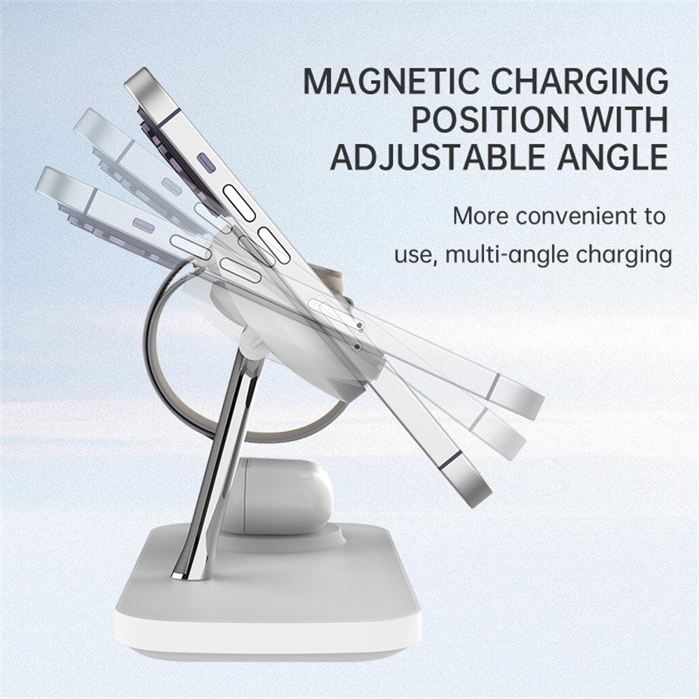 Fast Charger for Both iPhone and Samsung, Apple Watch & Earbuds - Qi2 15W 3-in-1 Magnetic Wireless Charging Stand