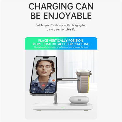 Fast Charger for Both iPhone and Samsung, Apple Watch & Earbuds - Qi2 15W 3-in-1 Magnetic Wireless Charging Stand