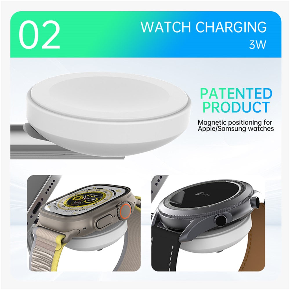 Fast Charger for Both iPhone and Samsung, Apple Watch & Earbuds - Qi2 15W 3-in-1 Magnetic Wireless Charging Stand
