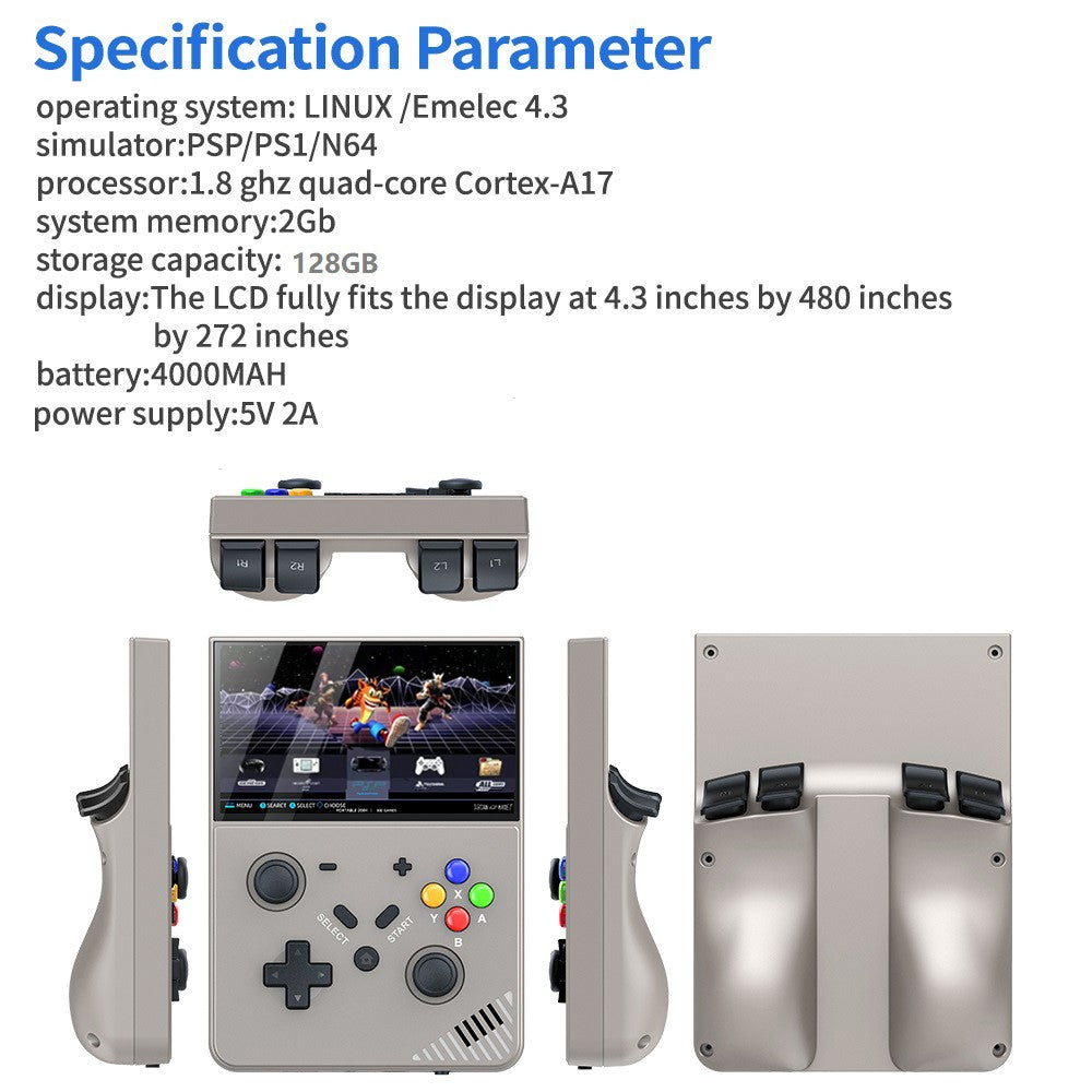 Built-In 30000 Games 4.3 Inch HD Screen 3D Rocker Handheld Arcade Game Console, with 128G TF Card