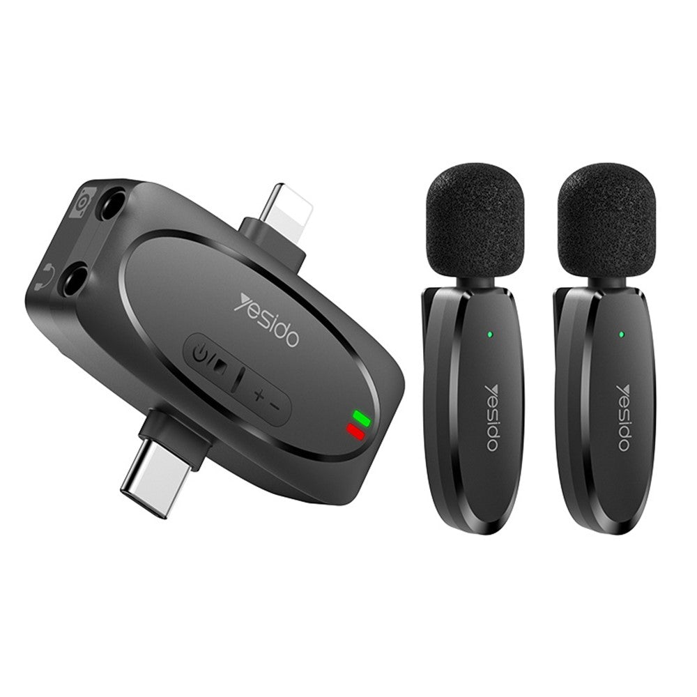 AI Noise Reduction Wireless Bluetooth Lavalier Microphone iPhone / Type-C / 3.5mm Receiver + 2 Transmitter Mic Set