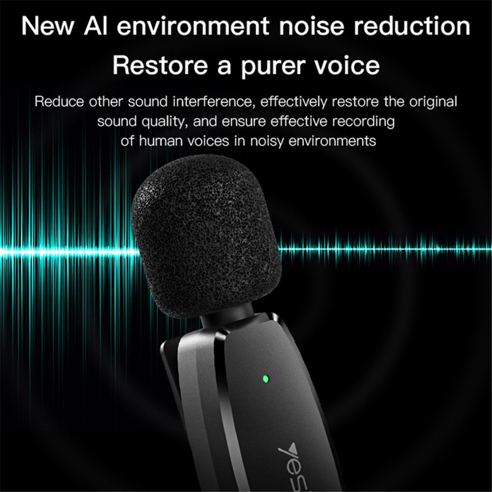 AI Noise Reduction Wireless Bluetooth Lavalier Microphone iPhone / Type-C / 3.5mm Receiver + 2 Transmitter Mic Set