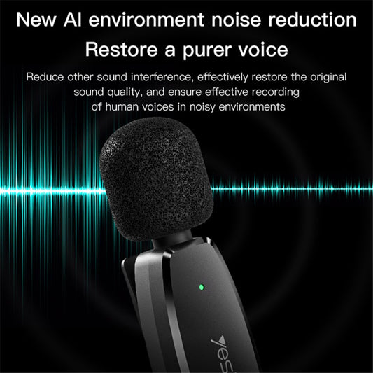 AI Noise Reduction Wireless Bluetooth Lavalier Microphone iPhone / Type-C / 3.5mm Receiver + 2 Transmitter Mic Set