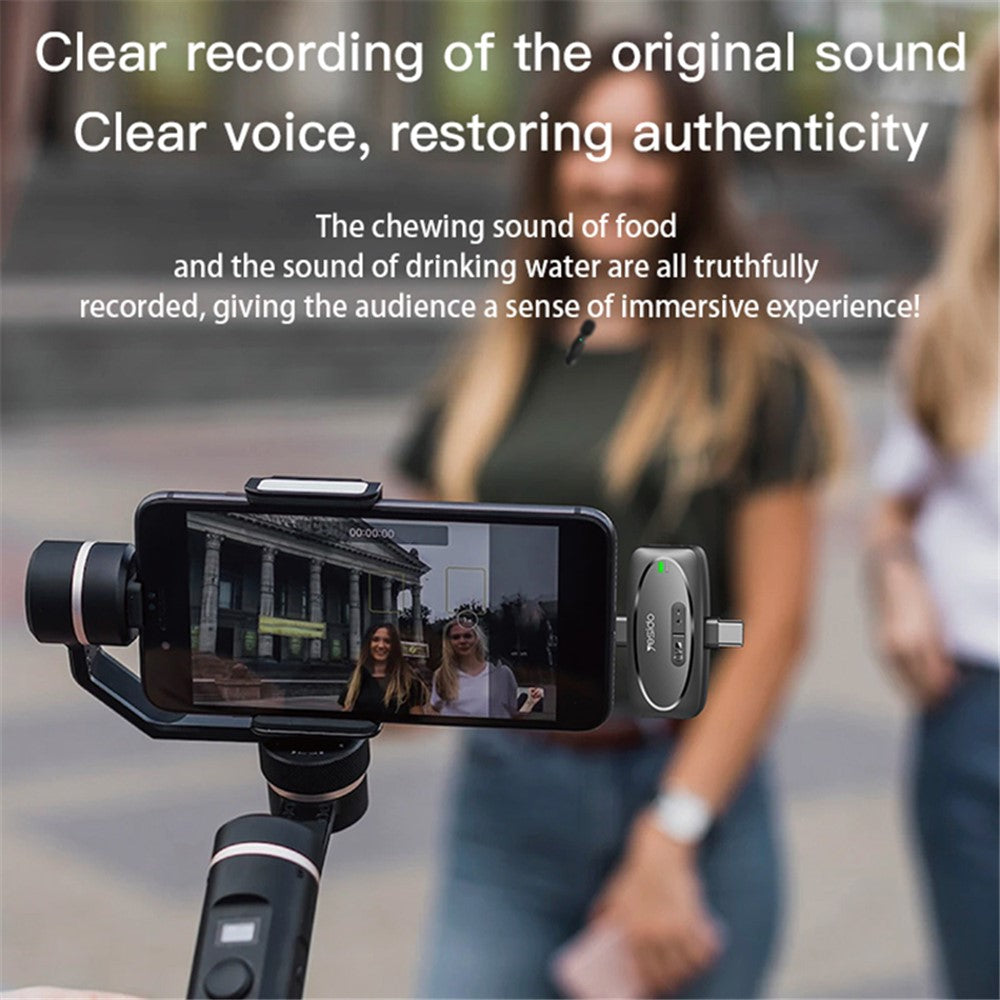 AI Noise Reduction Wireless Bluetooth Lavalier Microphone iPhone / Type-C / 3.5mm Receiver + 2 Transmitter Mic Set