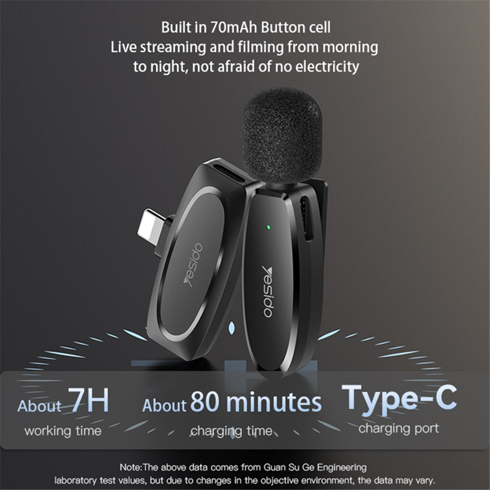 AI Noise Reduction Wireless Bluetooth Lavalier Microphone iPhone / Type-C / 3.5mm Receiver + 2 Transmitter Mic Set