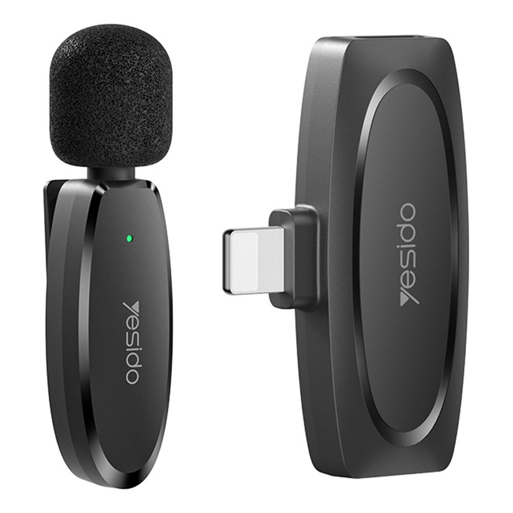 AI Noise Reduction iPhone Lightning Wireless Lavalier Bluetooth Microphone, Recording Mic (1 Transmitter + 1 Receiver)