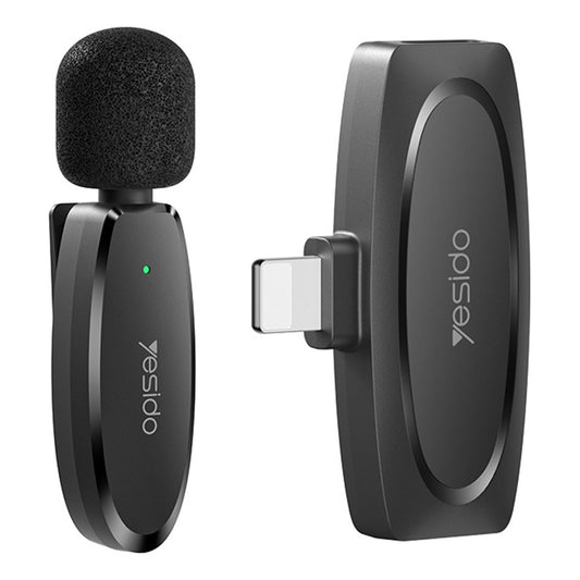 AI Noise Reduction iPhone Lightning Wireless Lavalier Bluetooth Microphone, Recording Mic (1 Transmitter + 1 Receiver)