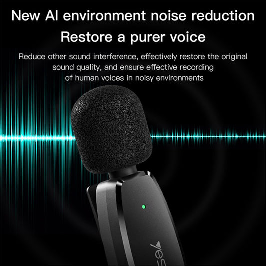 AI Noise Reduction iPhone Lightning Wireless Lavalier Bluetooth Microphone, Recording Mic (1 Transmitter + 1 Receiver)