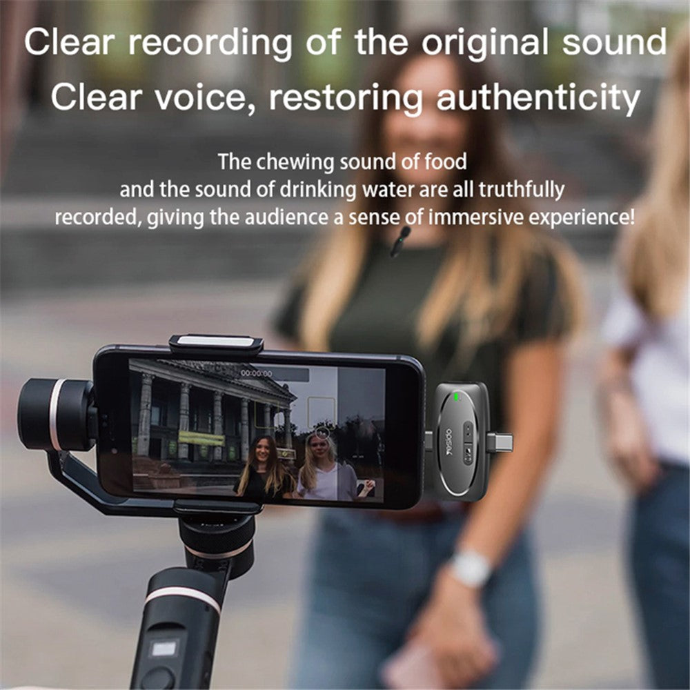 AI Noise Reduction iPhone Lightning Wireless Lavalier Bluetooth Microphone, Recording Mic (1 Transmitter + 1 Receiver)