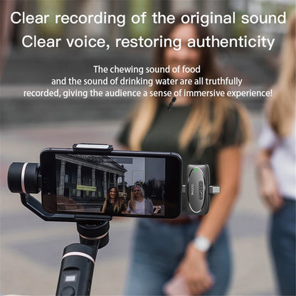 AI Noise Reduction iPhone Lightning Wireless Lavalier Bluetooth Microphone, Recording Mic (1 Transmitter + 1 Receiver)