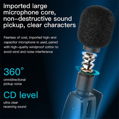 AI Noise Reduction iPhone Lightning Wireless Lavalier Bluetooth Microphone, Recording Mic (1 Transmitter + 1 Receiver)