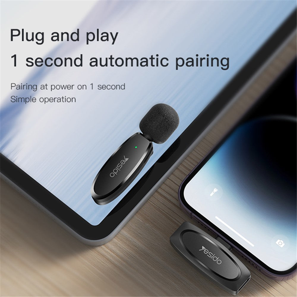 AI Noise Reduction iPhone Lightning Wireless Lavalier Bluetooth Microphone, Recording Mic (1 Transmitter + 1 Receiver)