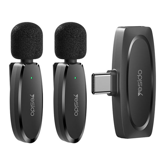 YESIDO KR13 Type-C Low Delay Video Recording Mic Wireless Lavalier Microphone  (2 Transmitters + 1 Receiver)