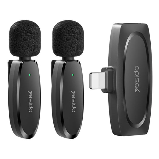 Wireless Lavalier Microphone for iPhone – Bluetooth, 2 Transmitters, 1 Receiver, Plug & Play Recording Mic